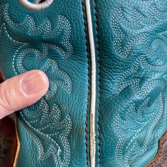 Ariat Crossfire Unisex  4 Teal Blue / brown cowboy boots - Picture 10 of 10